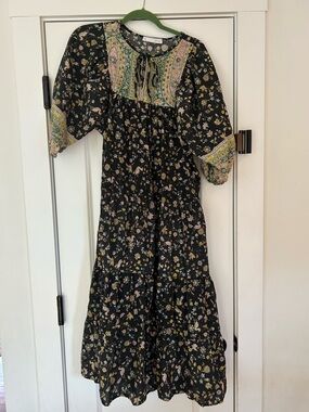 Self Contrast cotton maxi dress, M